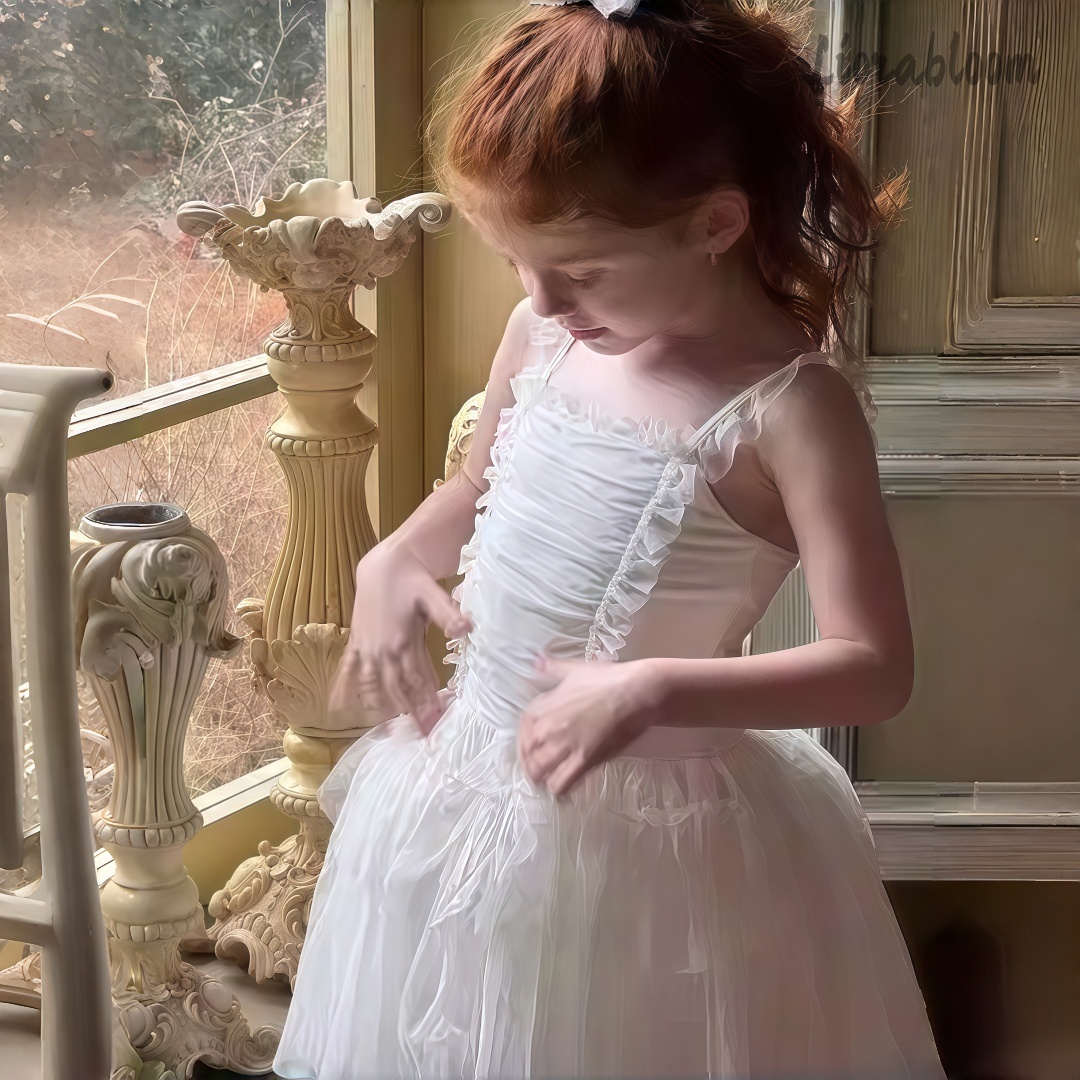 Formal Attire Woman - White Spaghetti Strap Tulle Flower Girl