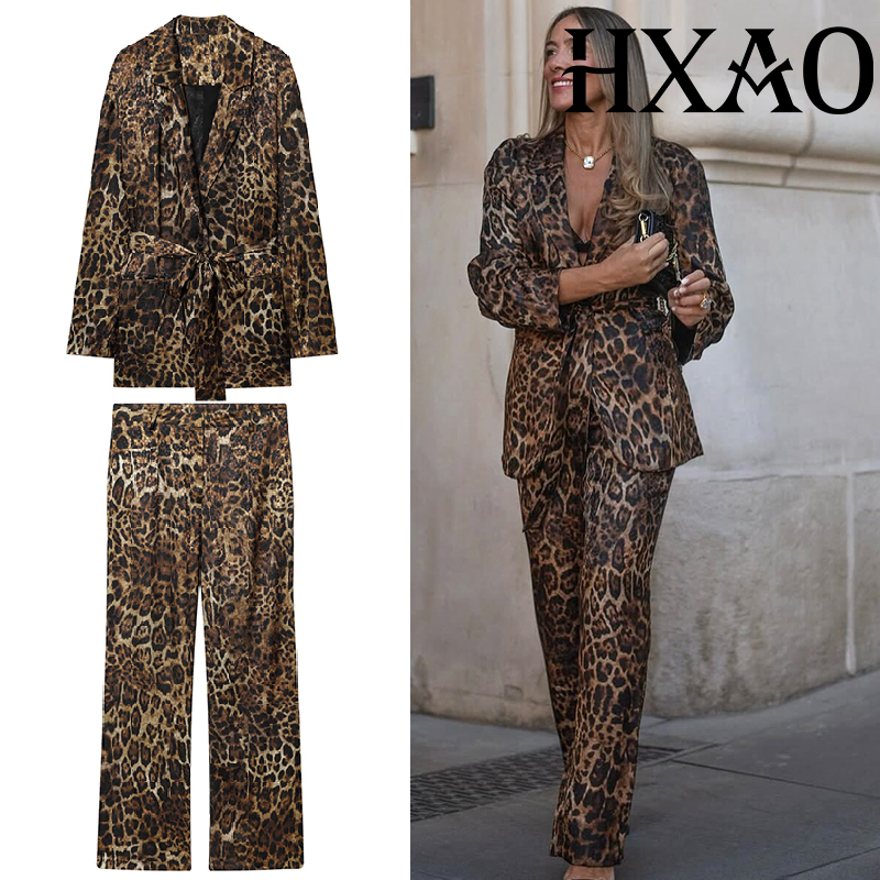 Formal Attire Woman - HXAO Leopard Pants Sets 2 Piece