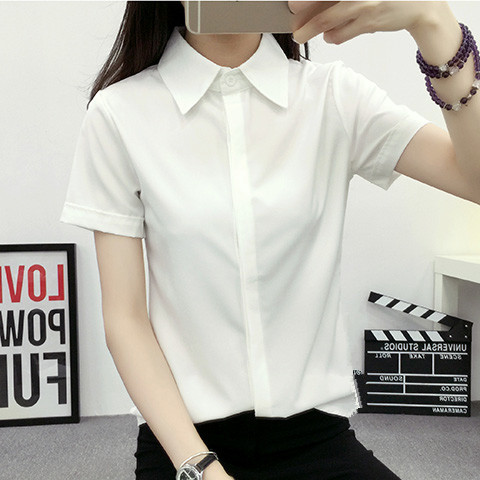 Large Women'S Formal Wear - White Loose Short Sleeve Shirt Women