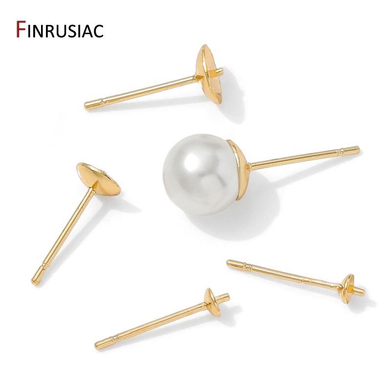 Pearl Earring Stud - 14K Gold Plated Brass Earring Stud