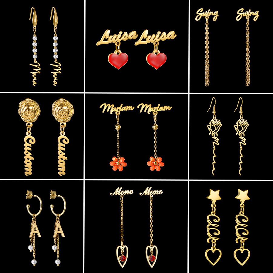 Pearl Earring Stud - Auxauxme Custom Name Earrings Stainless Steel