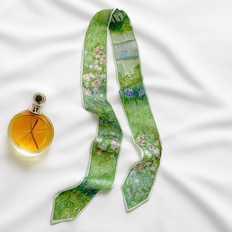 Scarf Silk Neck - Prints Long Hairband Skinny Neckerchief Women