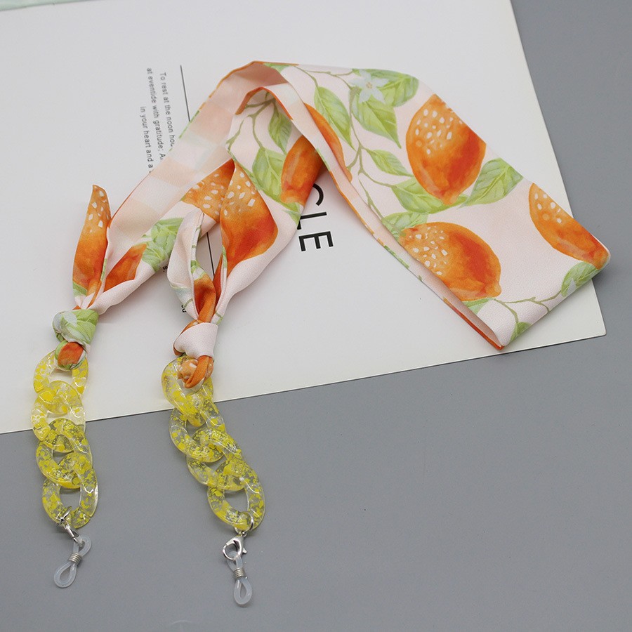 Scarf Silk Neck - Bohemia Print Silk Scarf Glasses Chain