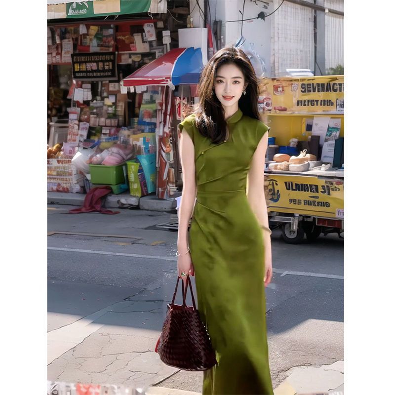 Women'S Green Formal Wear - 2024 New Green Chinese Style Cheongsam
