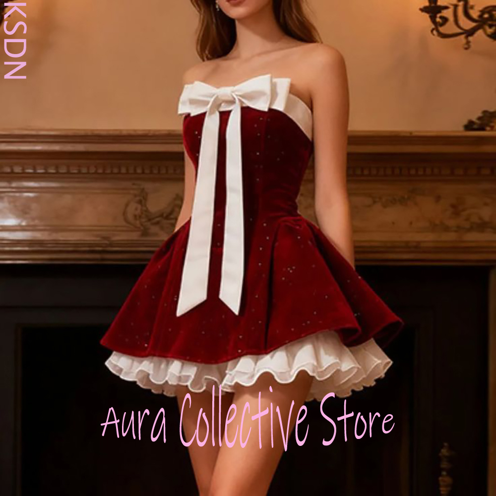 Burgundy Velvet Strapless Wome - Large Women'S Formal Wear recension och pris