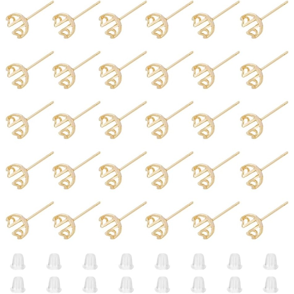 30Pcs Earring Mounting 4-Heart - Pearl Earring Stud recension och pris