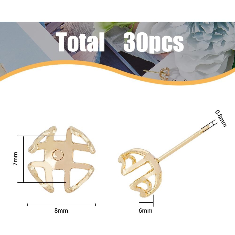 30Pcs Earring Mounting 4-Heart - Pearl Earring Stud recension och pris
