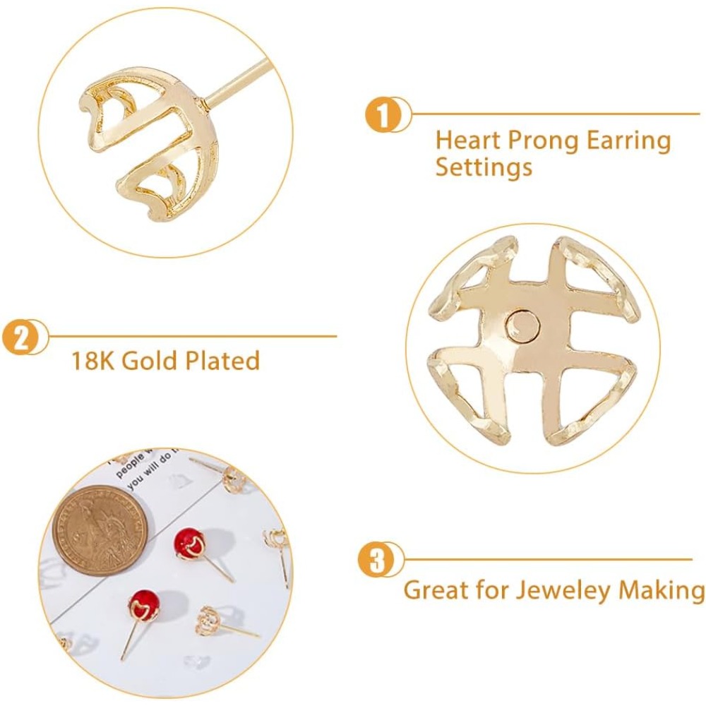 30Pcs Earring Mounting 4-Heart - Pearl Earring Stud recension och pris