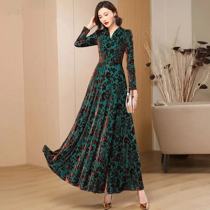 Spring Autumn New Gold Velvet  - Women'S Green Formal Wear recension och pris