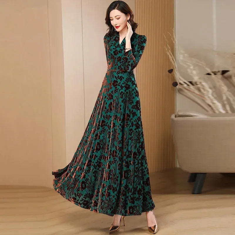 Spring Autumn New Gold Velvet  - Women'S Green Formal Wear recension och pris