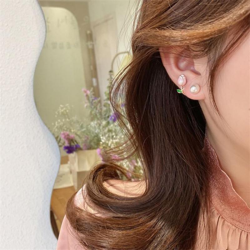 925 Silver Needle Korean Fashi - Pearl Earring Stud recension och pris
