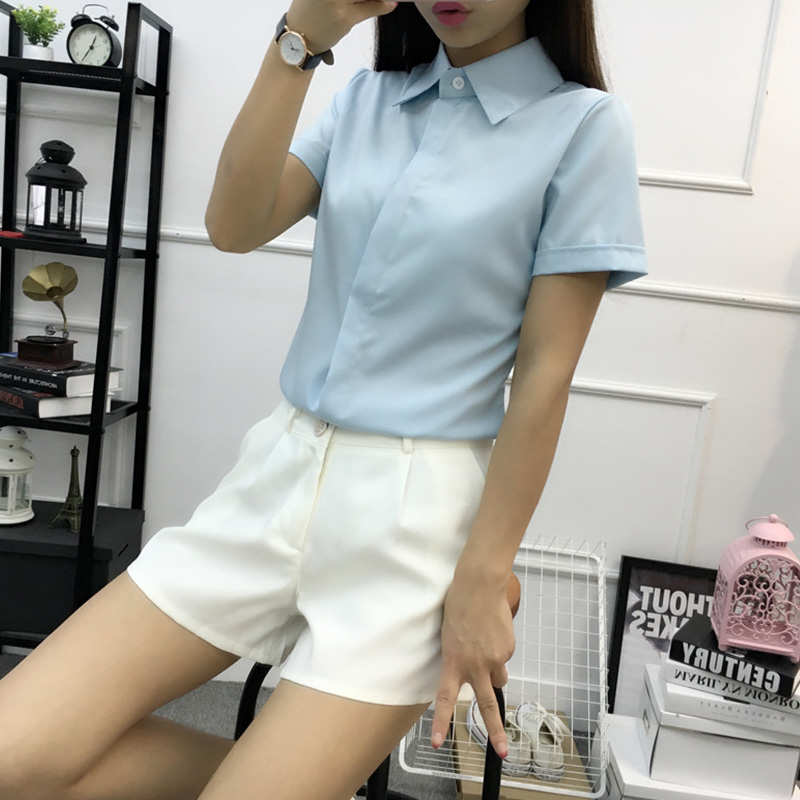 White Loose Short Sleeve Shirt - Large Women'S Formal Wear recension och pris