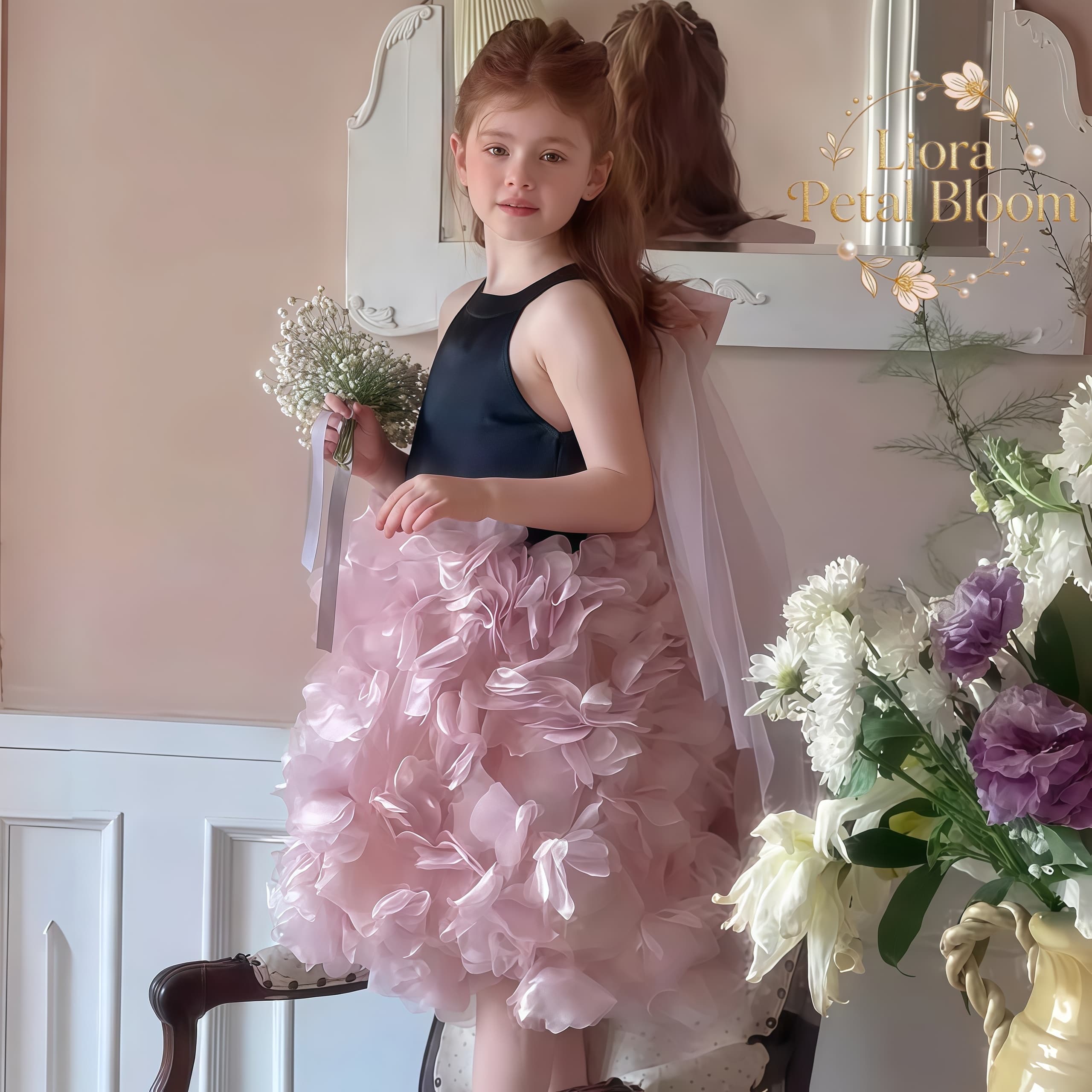 Girls' Black Floral Tulle Dres - Formal Attire Woman recension och pris