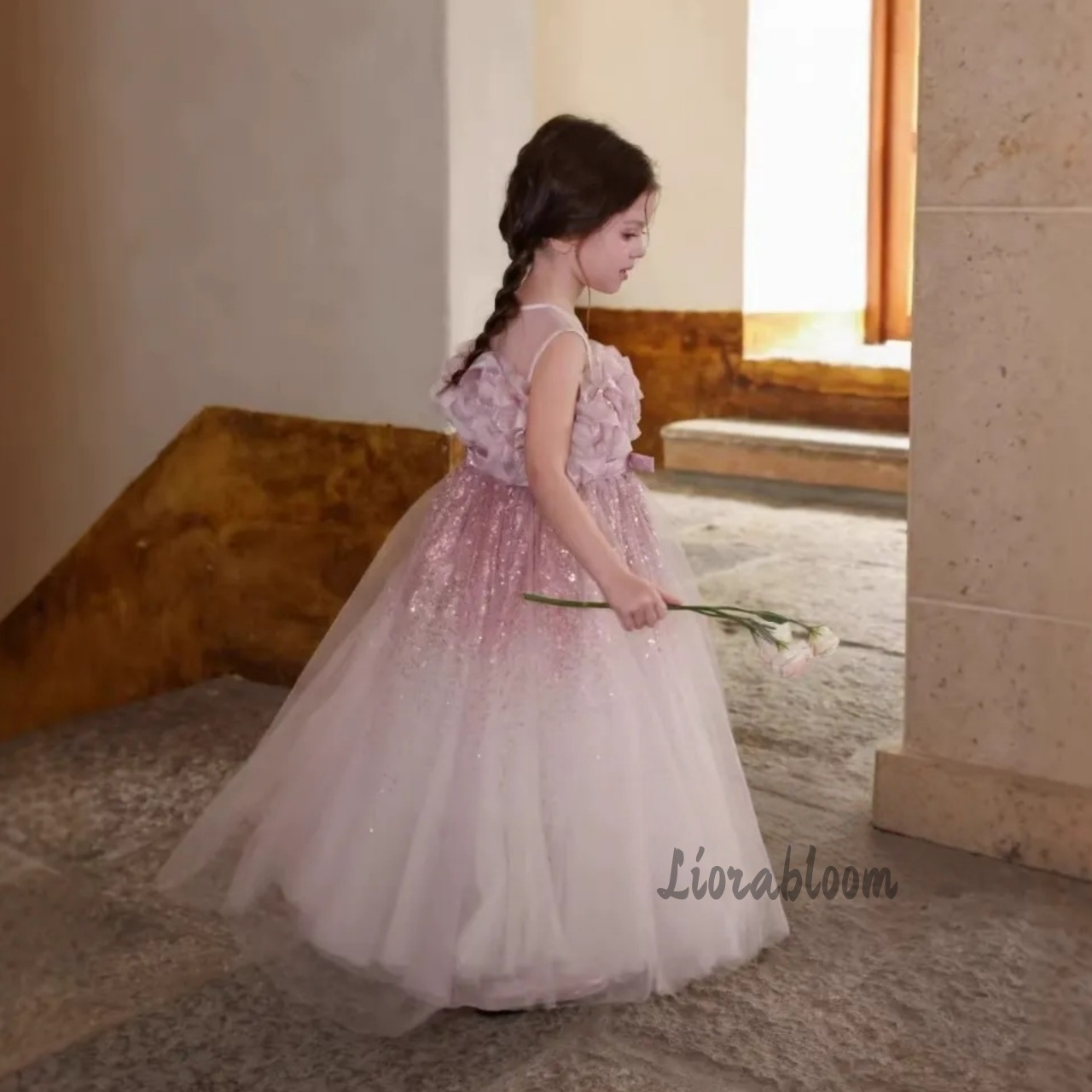 Girls' Pink Wavy Tulle Formal  - Formal Attire Woman recension och pris