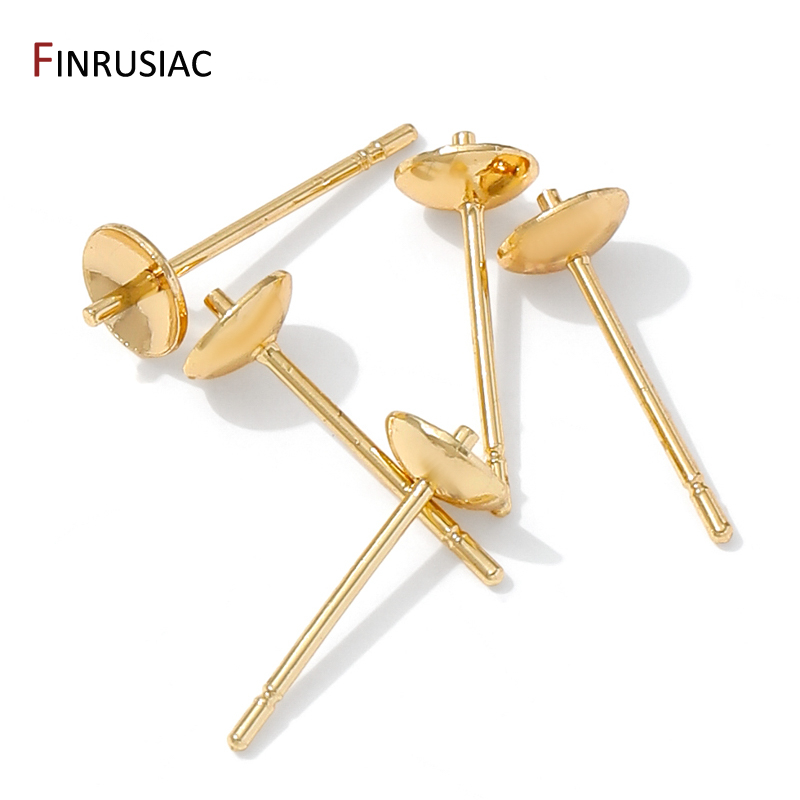 14K Gold Plated Brass Earring  - Pearl Earring Stud recension och pris