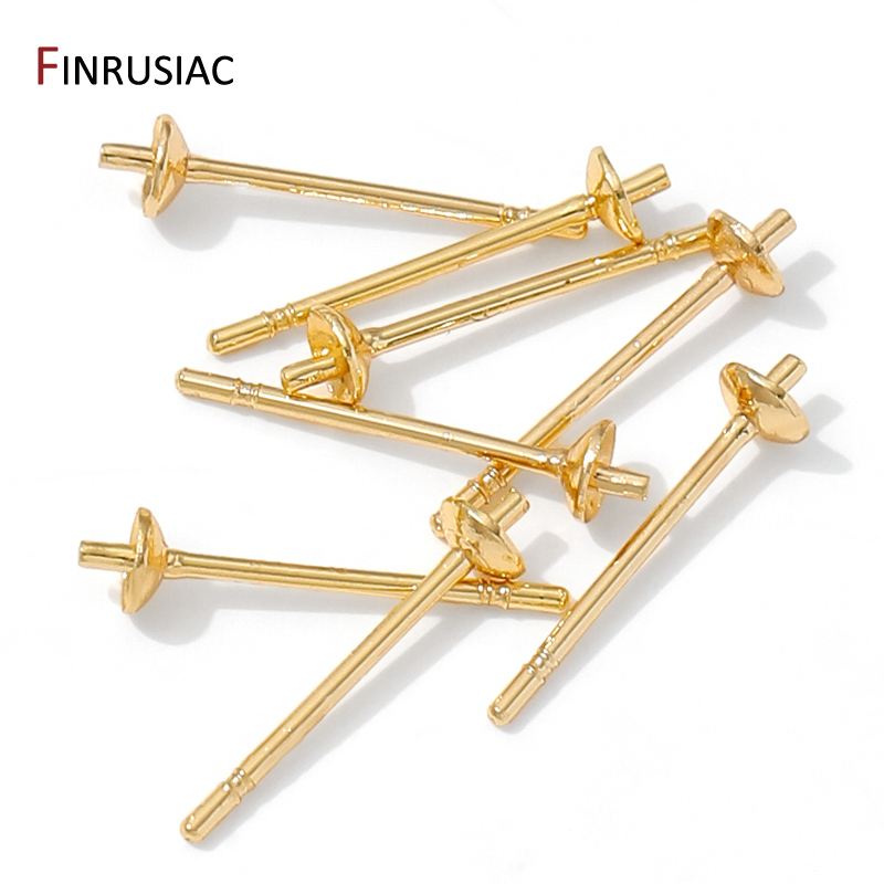 14K Gold Plated Brass Earring  - Pearl Earring Stud recension och pris