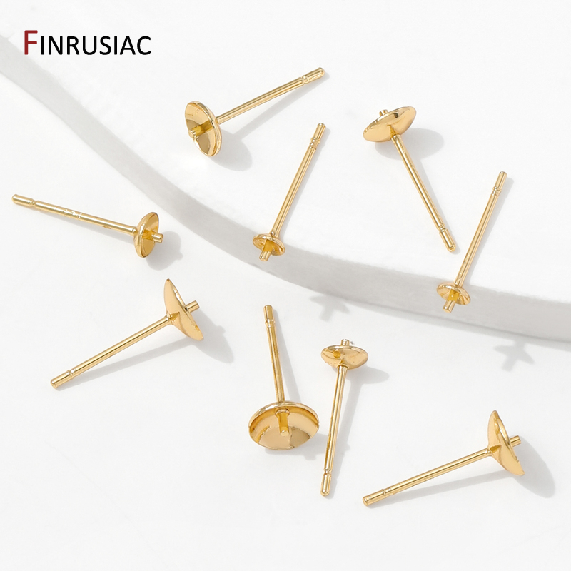 14K Gold Plated Brass Earring  - Pearl Earring Stud recension och pris