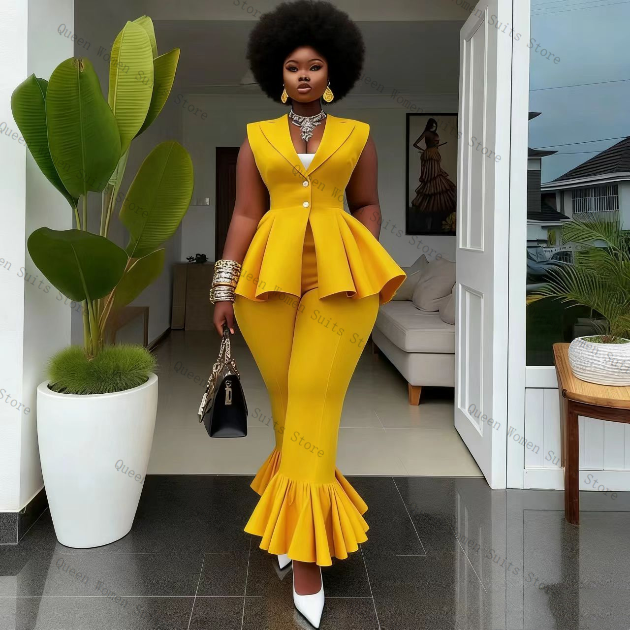 Yellow Women Suit Pants Set 2  - Women'S Formal Wear For A Wedding recension och pris