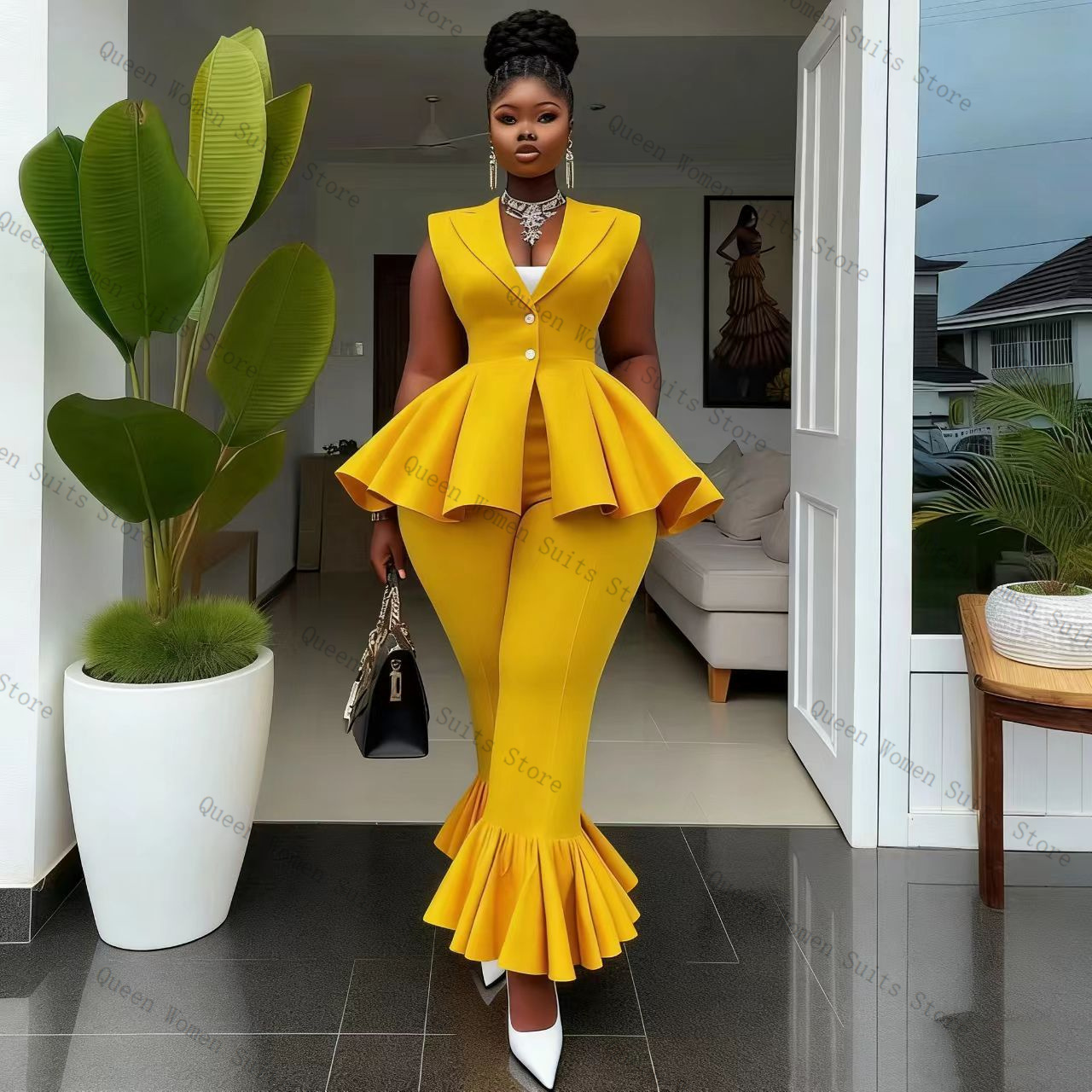 Yellow Women Suit Pants Set 2  - Women'S Formal Wear For A Wedding recension och pris