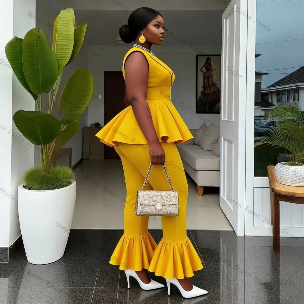 Yellow Women Suit Pants Set 2  - Women'S Formal Wear For A Wedding recension och pris