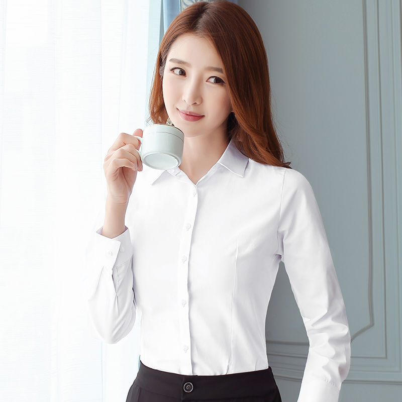 Korean Slim Black White Blouse - Women Formal Wear Black recension och pris