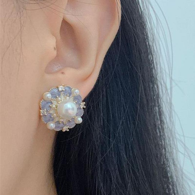 925 Silver Needle Vintage Purp - Pearl Earring Stud recension och pris