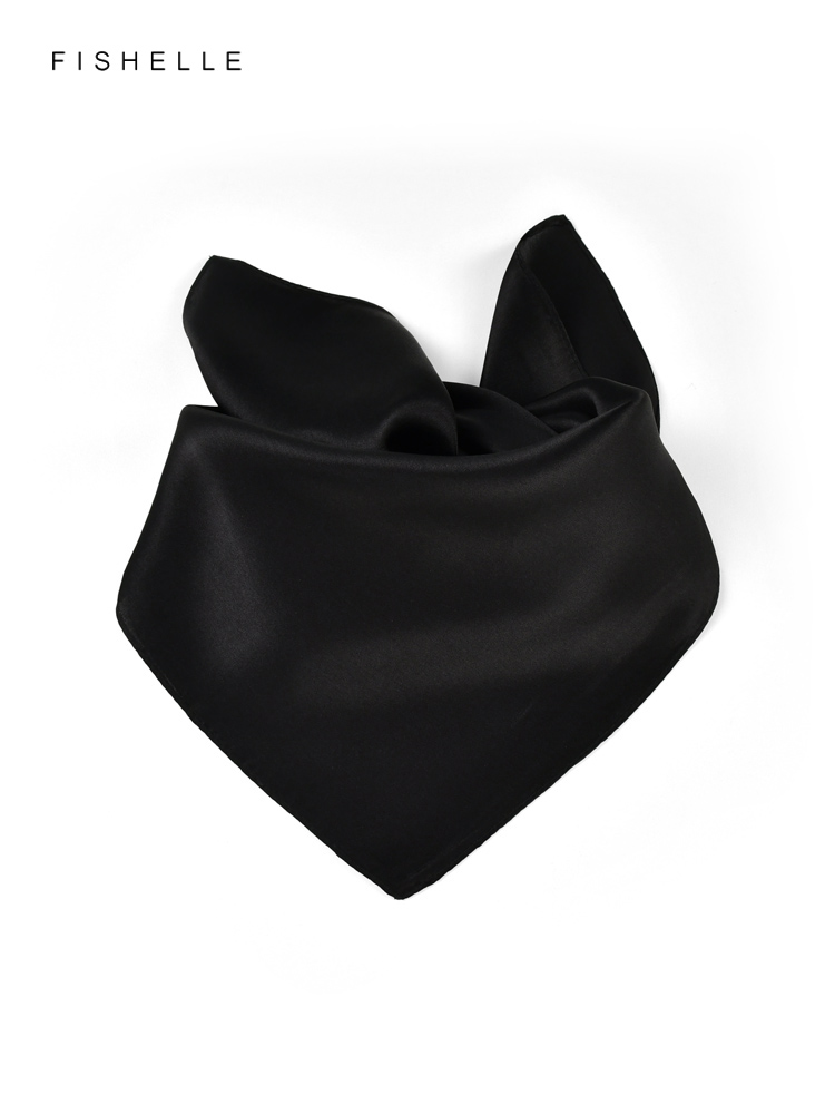Solid color black pure silk sc - Scarf Silk Neck recension och pris