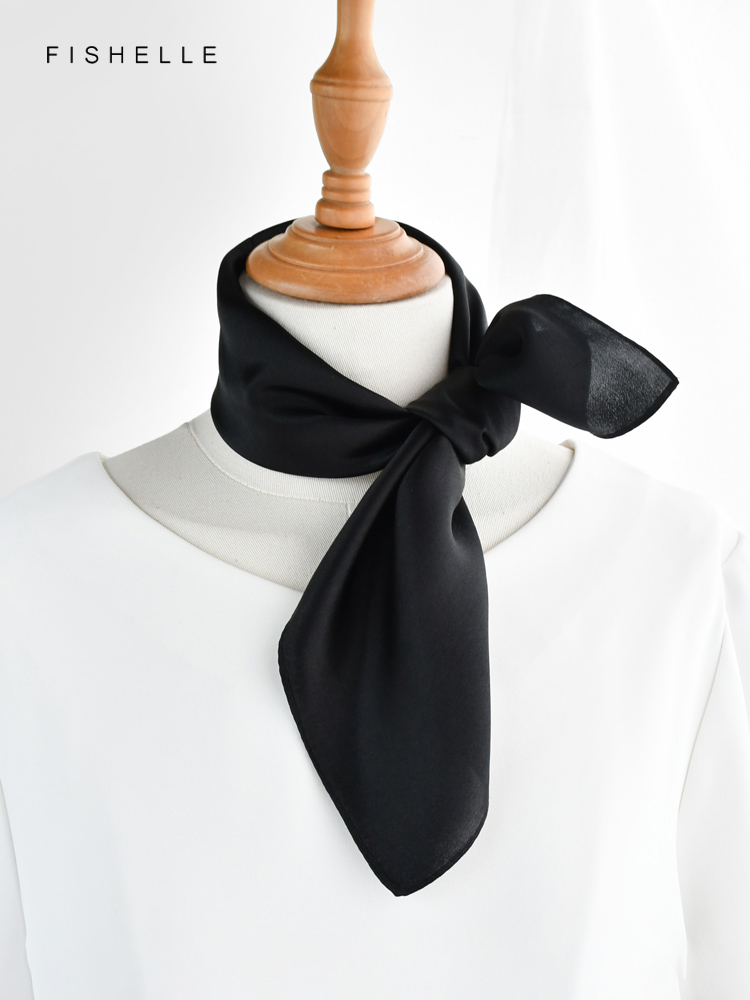 Solid color black pure silk sc - Scarf Silk Neck recension och pris