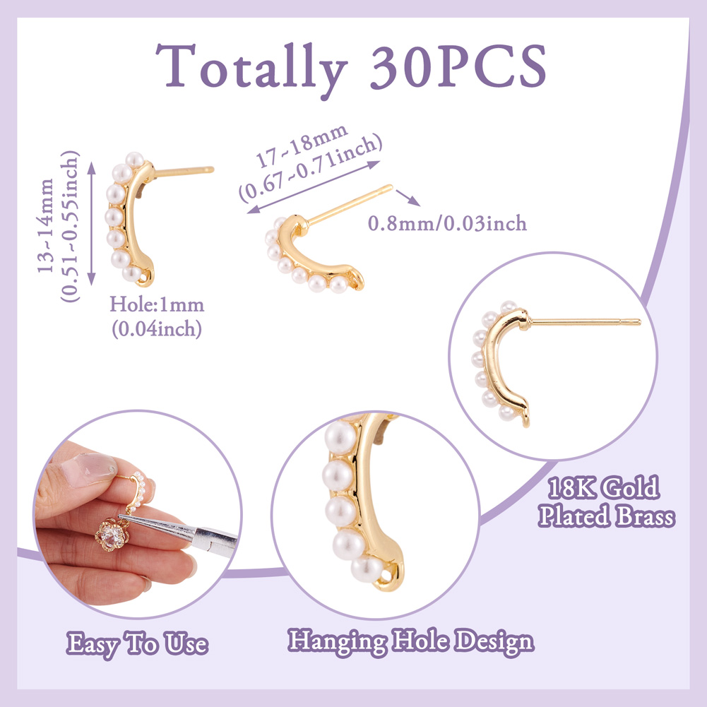 30pcs Brass Stud Earring Findi - Pearl Earring Stud recension och pris