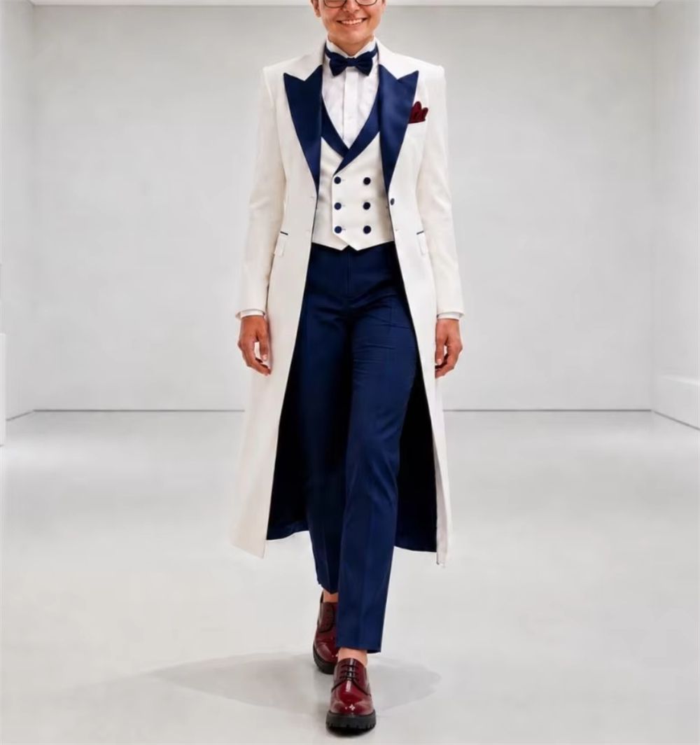 Navy Blue White Women's Jacket - Women'S Formal Wear For A Wedding recension och pris