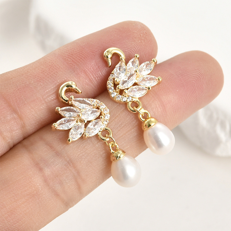 14k Electroplated Real Gold Co - Pearl Earring Stud recension och pris