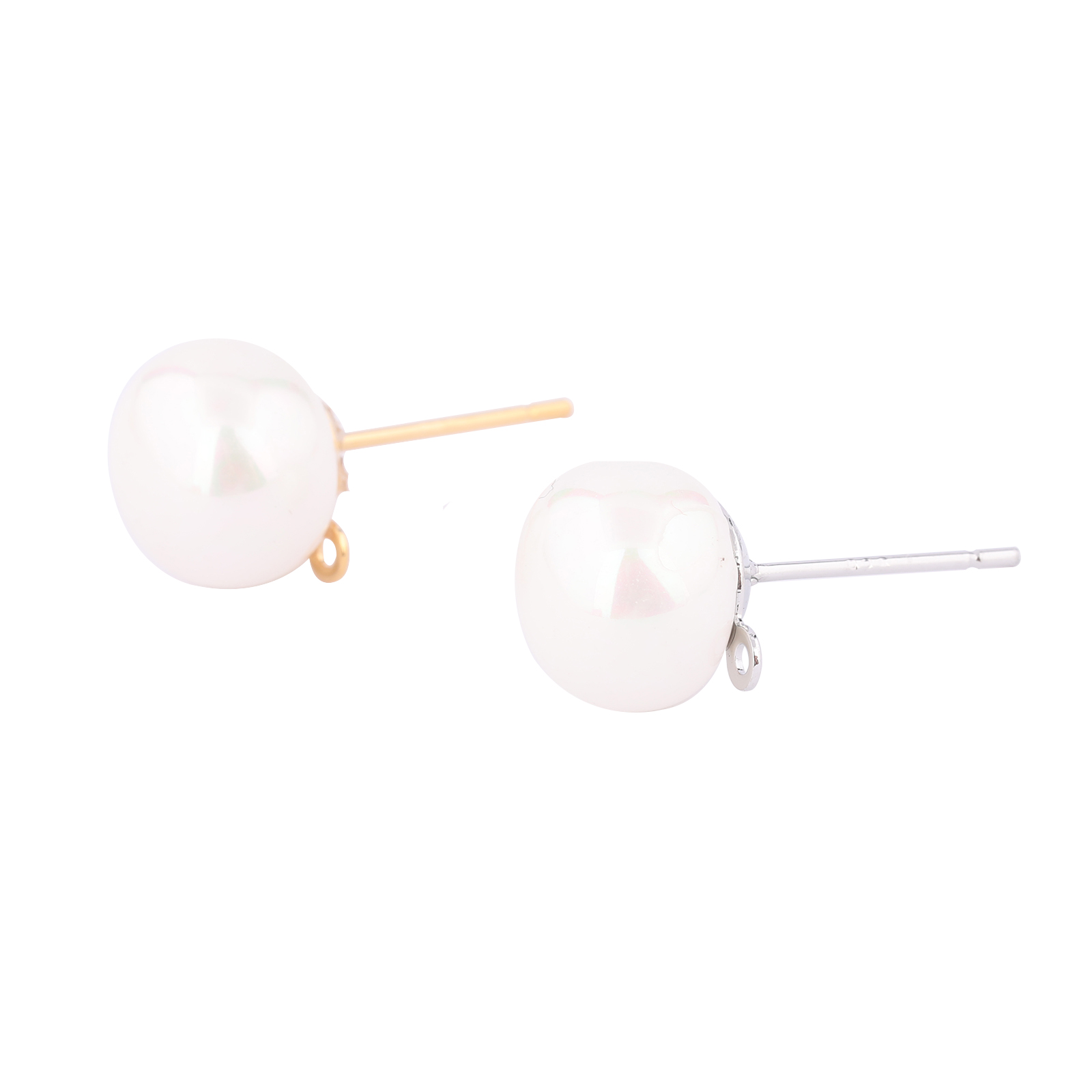 10pcs Copper White K Gold Plat - Pearl Earring Stud recension och pris