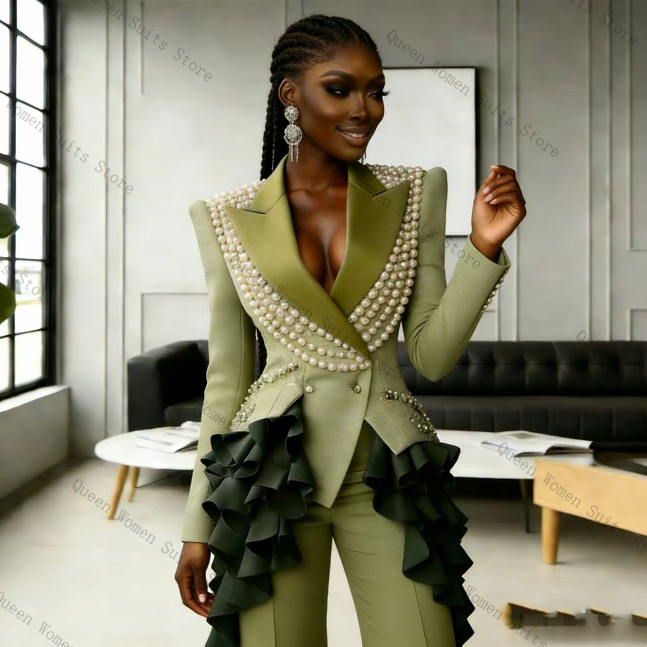 Luxury Pearls Women Suit Pants - Women'S Green Formal Wear recension och pris